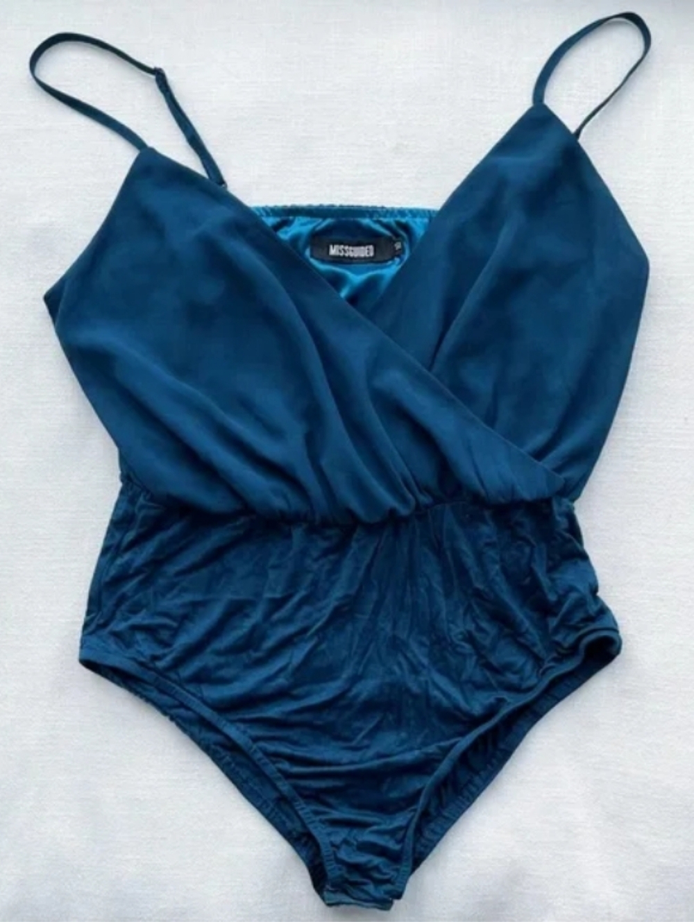 Missguided - (Size 6) Teal Blue Women's Bodysuit Top